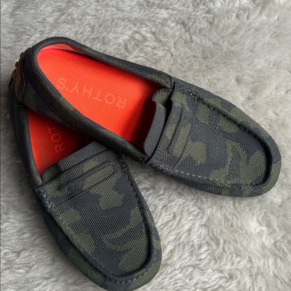 Rothy's Shoes - Rothy's Camo Print Driving Loafers with Orange Interior ladies 9.5